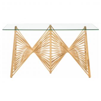 Oggetti Geo Console with Glass, Medium Brown