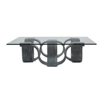 Oggetti Square Cocktail Table with 50" Square Glass, Grey