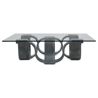 Oggetti Square Cocktail Table with 45" Square Glass, Grey