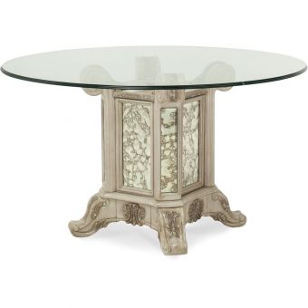 AICO Michael Amini Platine de Royale 54" Round Glass Table