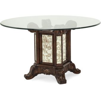 AICO Michael Amini Platine de Royale Light Espresso 54" Round Glass Table