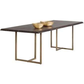 Sunpan MIXT Donnelly Dining Table - Antique Brass - Dark Mango - 95"