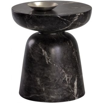 Sunpan MIXT Lucida End Table - Marble Look - Black