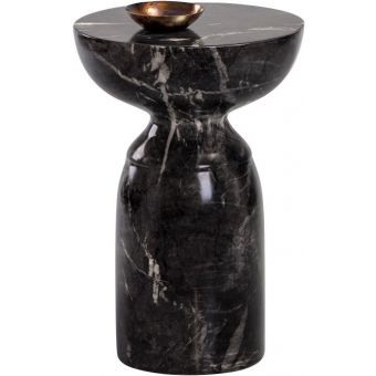 Sunpan MIXT Goya End Table - Marble Look - Black