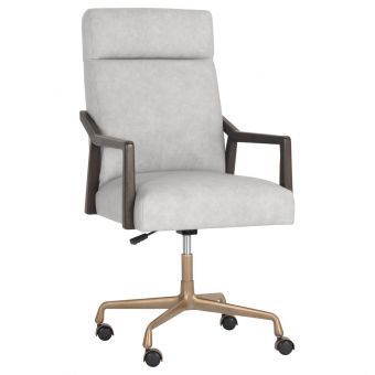 Sunpan Westport Collin Office Chair - Saloon Light Grey Leather