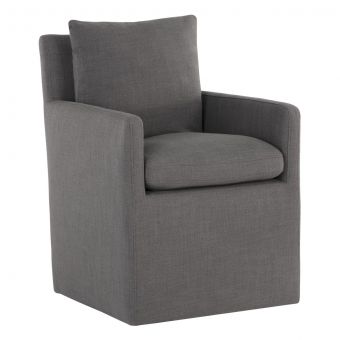 Sunpan Glenrose Wheeled Dining Armchair - Effie Smoke