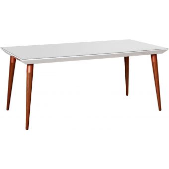 Manhattan Comfort Utopia 62.99" Beveled Rectangular Dining Table with Glass Top in White Gloss