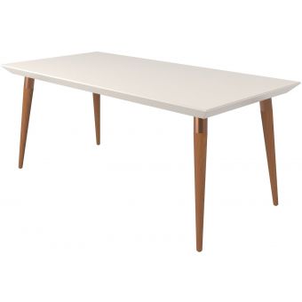 Manhattan Comfort Utopia 70.86" Beveled Rectangular Dining Table with Glass Top in Off White