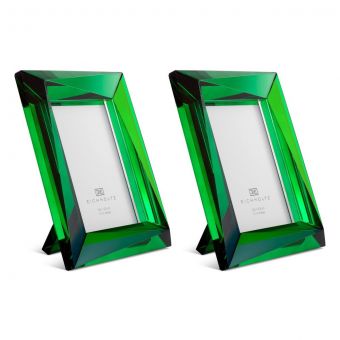 Eicholtz Picture Frame Obliquity L Green Crystal Glass Set Of 2