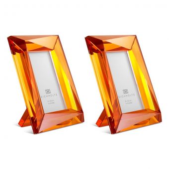 Eicholtz Picture Frame Obliquity S Orange Crystal Glass Set Of 2