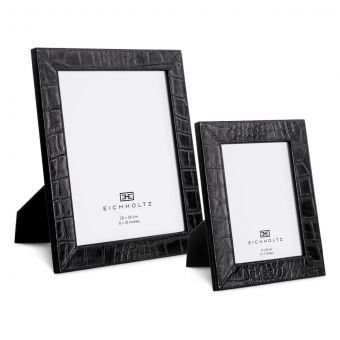 Eicholtz Picture Frame Scaleo Croco Embossed Black Leather Set Of 2