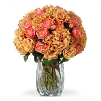 Eicholtz Bouquet Of Roses Real Touch Three Tone Peach 72 Pcs/3 Varieties
