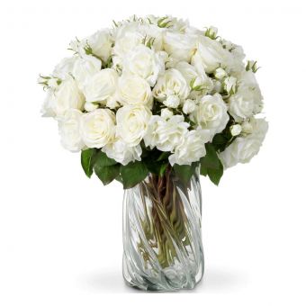 Eicholtz Bouquet Of Roses Two Tone White Real Touch 72 Pcs/2 Varieties