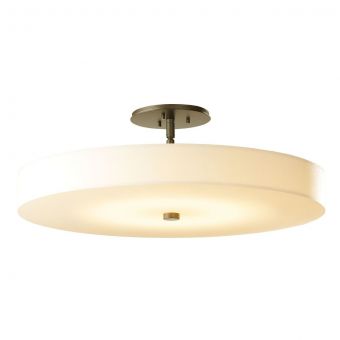 Hubbardton Forge Disq Large LED Semi-Flush in Dark Smoke, Spun Frost (SH)