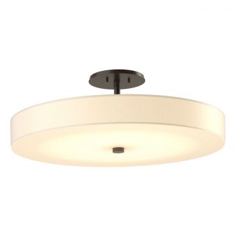 Hubbardton Forge Disq Large LED Semi-Flush in Black, Spun Frost (SH)
