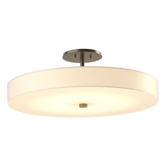 Hubbardton Forge Disq Large LED Semi-Flush in Soft Gold, Spun Frost (SH)