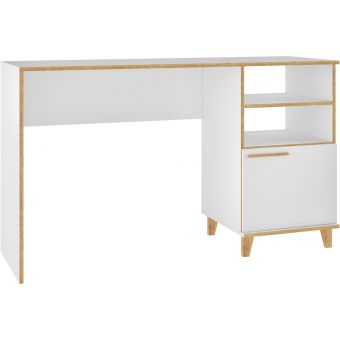 Manhattan Comfort Minetta 2-Shelf Mid Century Office Desk in White