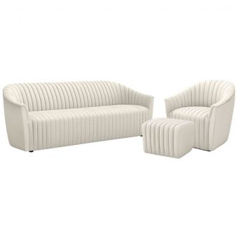 Interlude Home Channel Sofa Set in Pearl
