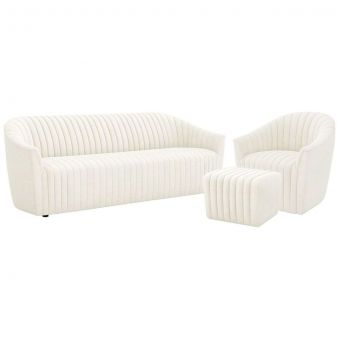 Interlude Home Channel Sofa Set in Pure