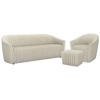 Interlude Home Channel Sofa Set in Wheat