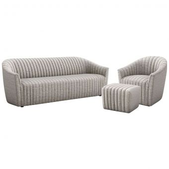 Interlude Home Channel Sofa Set in Feather