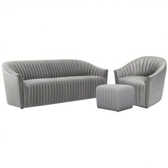 Interlude Home Channel Sofa Set in Grey