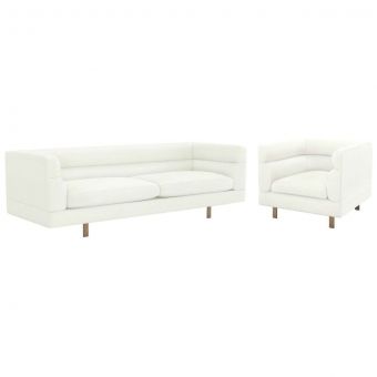 Interlude Home Ornette Sofa Set in Shell