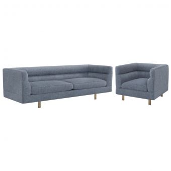 Interlude Home Ornette Sofa Set in Azure