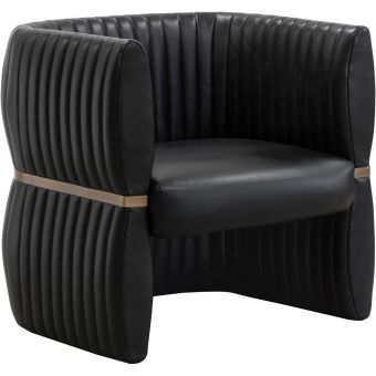 Sunpan Tryor Lounge Chair - Vintage Black Night Leather