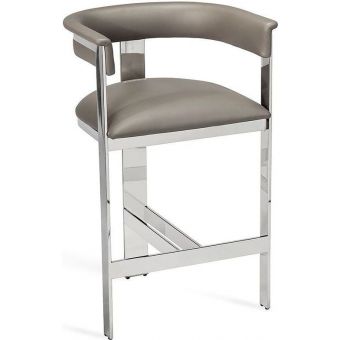 Interlude Home Darcy Counter Stool - Grey/Nickel