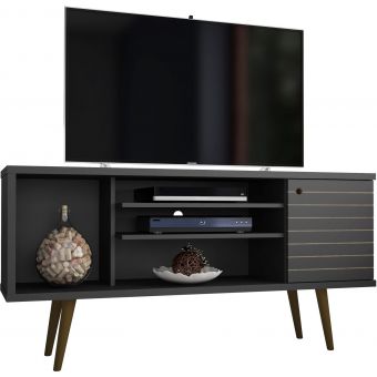Manhattan Comfort Liberty 53.14" TV Stand with 5 Shelves and 1 Door in Black