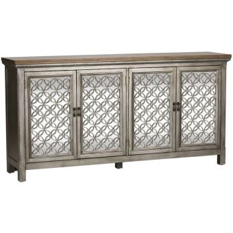 Liberty Furniture Westridge Four Door Accent Cabinet in Wire Brushed Gray