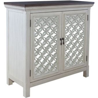 Liberty Furniture Westridge 2 Door Accent Cabinet in Whitees with Worn Wood Tops