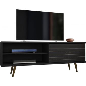 Manhattan Comfort Liberty 62.99" TV Stand with 3 Shelves and 2 Doors in Black
