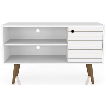 Manhattan Comfort Liberty 42.52" TV Stand with 2 Shelves and 1 Door in White