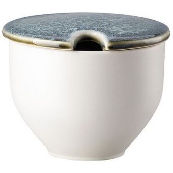 Rosenthal Junto Stoneware Aquamarine Sugar Bowl with Indent, 8 1/2 ounce