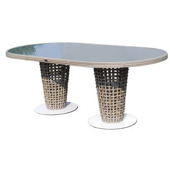 Skyline Design Dynasty Oval Dining Table With Grey Glass