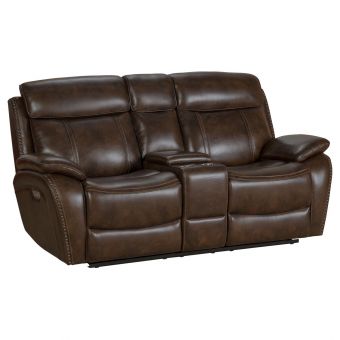 Barcalounger Sandover Power Reclining Console Loveseat - Tri-Tone Chocolate