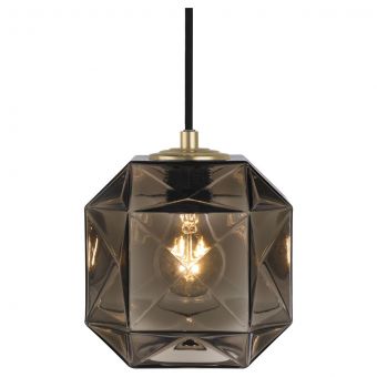 Oggetti Mimo Cube Pendant with Brass Canopy, Bronze