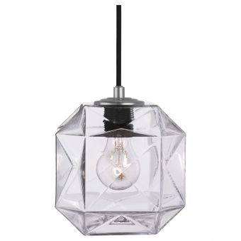 Oggetti Mimo Cube Pendant with Gunmetal Canopy, Clear