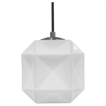Oggetti Mimo Cube Pendant with Gunmetal Canopy, White