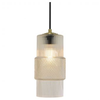 Oggetti Mimo Cylinder Pendant with Brass Canopy, Clear