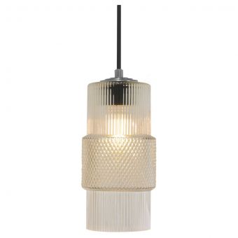Oggetti Mimo Cylinder Pendant with Gunmetal Canopy, Clear