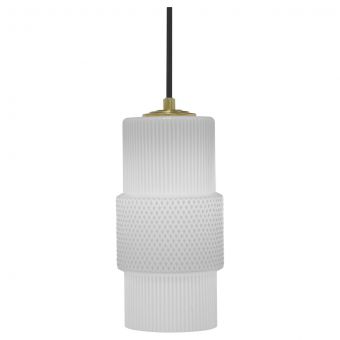 Oggetti Mimo Cylinder Pendant with Brass Canopy, White