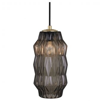 Oggetti Mimo Faceted Pendant with Brass Canopy, Bronze