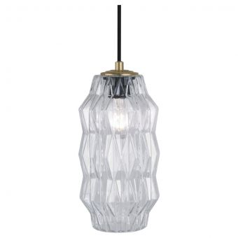 Oggetti Mimo Faceted Pendant with Brass Canopy, Clear