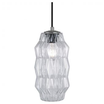 Oggetti Mimo Faceted Pendant with Gunmetal Canopy, Clear