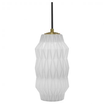 Oggetti Mimo Faceted Pendant with Brass Canopy, White