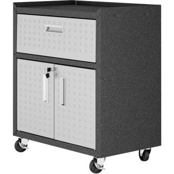 Manhattan Comfort Fortress Textured Metal 31.5" Garage Mobile Cabinet in Grey