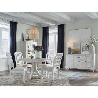 Magnussen Willowbrook 48" Round Dining Set in Egg Shell White with Slight Rub Through